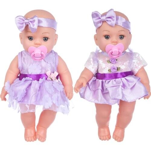 30cm New baby dolls silicone viny 30cm Purple Dress Reborn baby poupee boneca baby soft toy gift todder