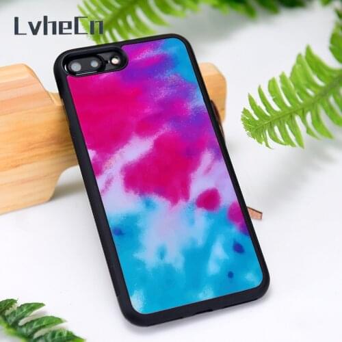 LvheCn Silicone Rubber Phone Case Cover for iPhone 6 6S 7 8 Plus X XS XR 11 12 Mini Pro Max Tie Dye