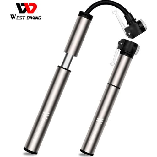 WEST BIKING 120PSI Bicycle Pump Hose Mountain Road Cycling Tire Inflator Schrader Presta Valve Alloy Portable Mini Bike Pump
