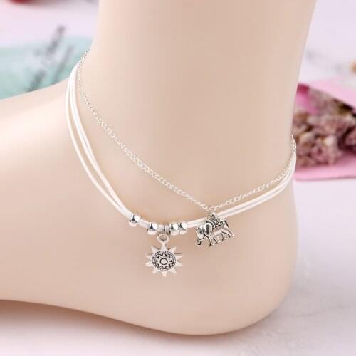 New trend simple fashion retro sunflower elephant double layer chain