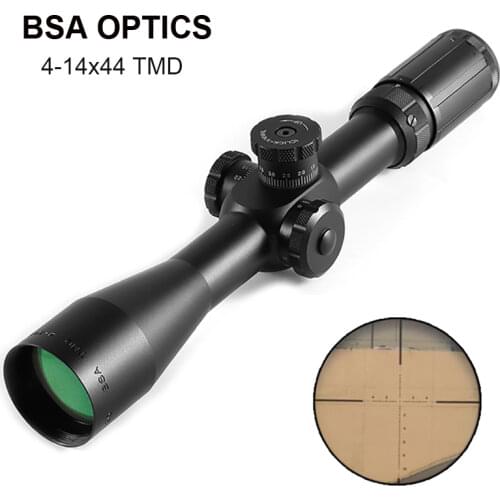 BSA TMD 4-14X44 FFP Hunting Riflescope First Focal Plane Glass Mil Dot Reticle Tactical Optics Sight Side Parallax Rifle Scope