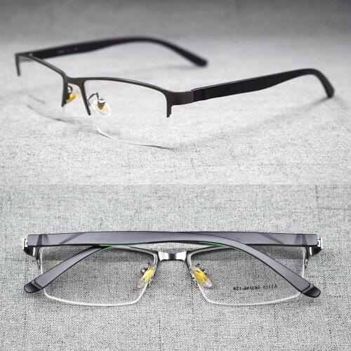 TR90 Lightweight Half Rimless Men Eyeglass Frames Rx able Glasses Spectacles A3115