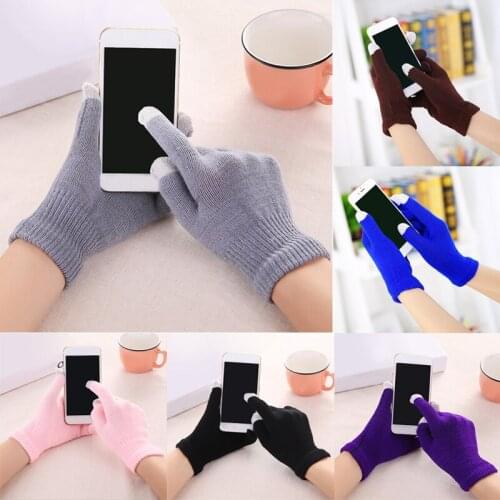 Men Women Winter Driving Gloves Touch Screen Texting Outdoor Five Fingers Glove Stretchy Windproof Thick Knit Warm Mittens