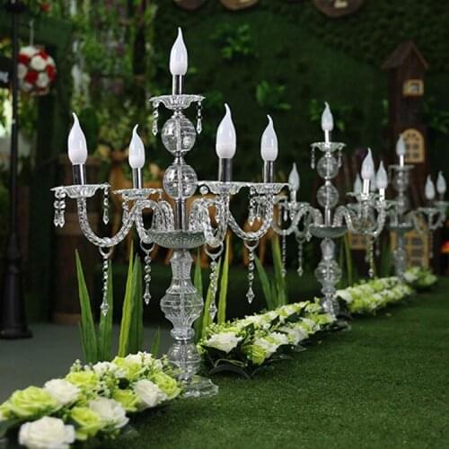 55CM to 150cm Tall Upscal Table Centerpiece Acrylic Crystal Wedding Candelabras Candle Holder Wedding Aisle Road Leads Props
