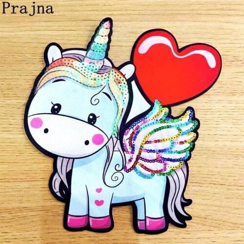 Prajna Unicorn Accessories Patches Red Lips Kiss Sequins Patch For Clothing Appliques Bow Fabric Woman Dress Jeans Sticker Bag