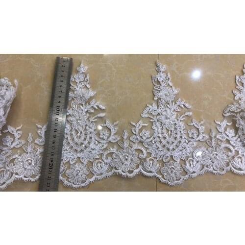 22cm mesh base polyester embroidery framed beaded lace,wedding accessories lace,veil trim,ZX190106B