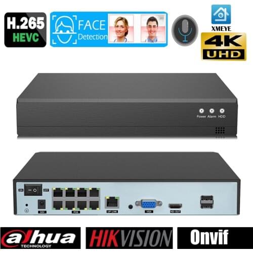 Face detection H.265 8ch*4K onvif POE network Video Recorder support 48V dahua hikvision 4MP ip camera and onvif IP camera
