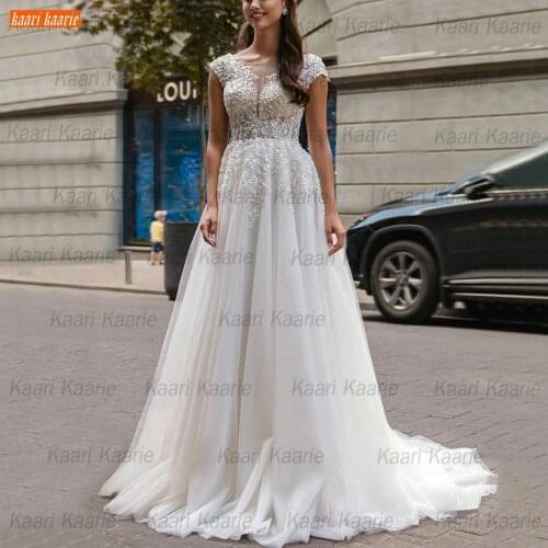 Bohemian Wedding Dress 2021 Sleeveless Vestido De Noiva Lace Appliques Tulle A Line Abito Da Sposa Custom Made Women Bride Gowns