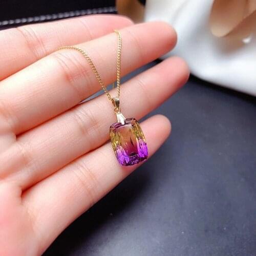 Party Top Sale Best Elegant Gift 100% Natural and Real Ametrine Pendant Fahsion Ametrine Necklace 925 Sterling Silver Pendant