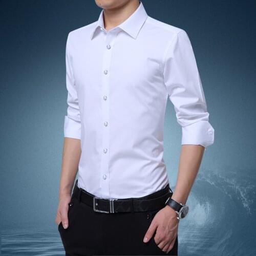 High Quality MenS Formal Long-Sleeved Shirt 2021 Four Seasons New Business Casual Thin Solid Color Top Male Fashion Brand Shirt