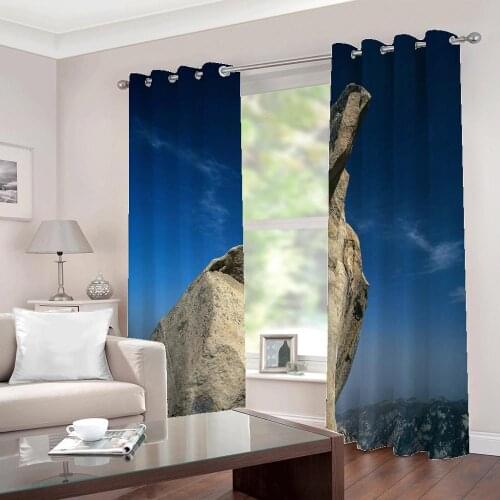 Custom Large 3D HD Rock scenic spot Landscape Photo Painting Curtains for living room bedroom polyester fabric Drapes Sets