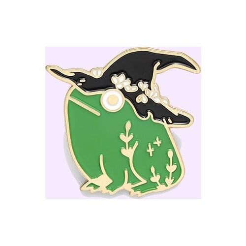 Green frog animal Enamel Pin hat magic badge Brooch Denim Jeans shirts bags Celebrated fashion Jewelry Gift for Friends Children