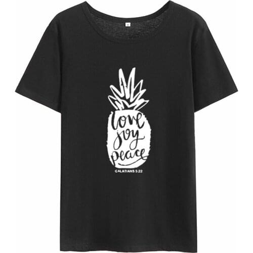 Women Black White Summer Loose T Shirts for Women Tops Love Joy Peace Printed Tee Shirt Femme O-neck Short Sleeve Cotton Tshirt