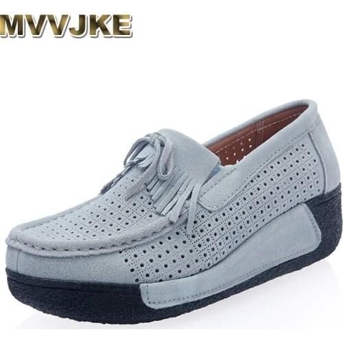 MVVJKE Women Flat Platform Loafers Ladies Suede Leather Moccasins Fringe Shoes Slip On Tassel Womens Casual Shoes