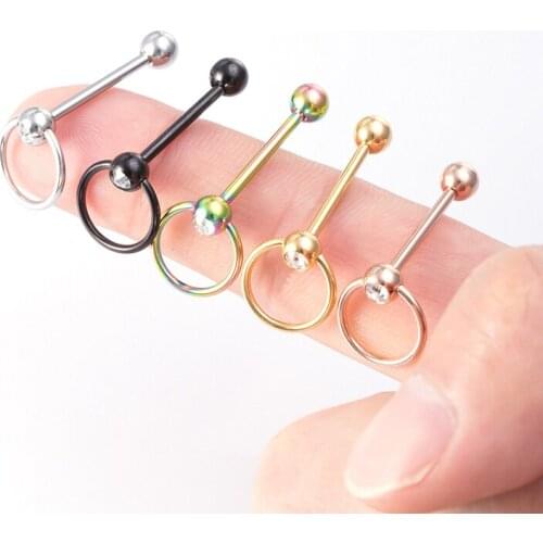 1-5pcs Hoop Tongue Piercing Ring Barbell Stainless Steel Bar Lip Stud Ear Cartilage Earring Helix for Women Men Body Jewelry 14G