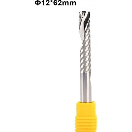 1pc SHK 12mm x62mm 3A CNC End Mill One Single Flute Spiral End Mill Tugster Steel Router Bit MDF Carbide Milling PVC Wood Cutter