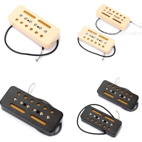 2Pcs Cream/black Single Coil Soap Bar pickups For P-90 P90 LP Gb Electric Guitar Parts 50mm / 52mm Hole