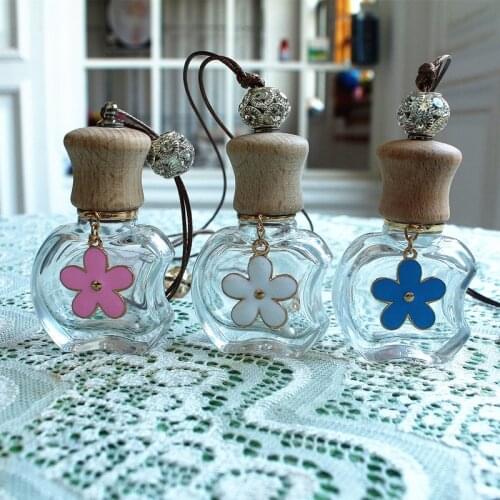 8ml Apple Flowers Car Pendant Perfume Bottle Empty Car Hanging Perfume Bottle 5pcs/lot