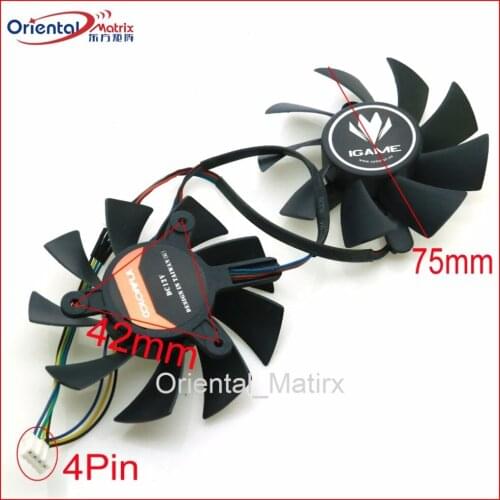 Free Shipping 2pcs/Lot 12V VGA Fan For iGame GTX 650 650TI 660 740 750 760 GTX 970 U X Graphics Card Cooling Fan 4Wire 4Pin