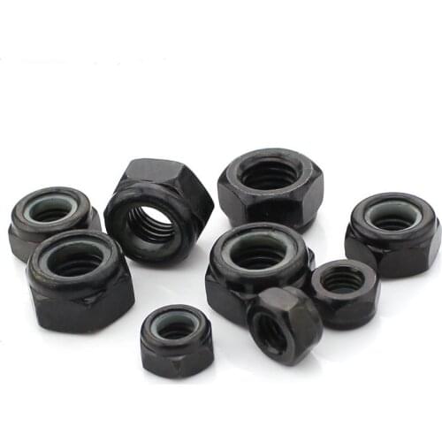 M2M3M4M5M6M8 Lock Nut / Black Galvanized Self-locking Nut / Nylon Lock Anti-skid Nut