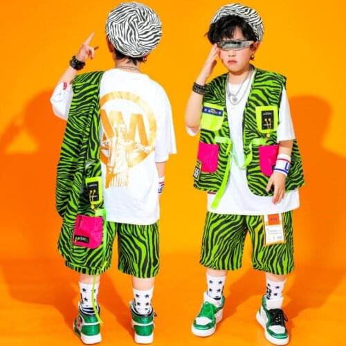 Kids Hip Hop Clothing Sleeveless Jacket Top Streetwear Cargo Pants Shorts for Singers Girls Boys Dance Wear Costume Show Outfit