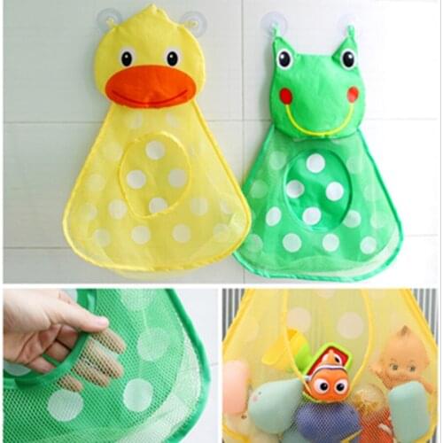 Baby Bath Toys Cute Duck Frog Mesh Net Toy Storage Bag Strong Suction Cups Bath Game Bag Bathroom Organizer Water Toys for Kids