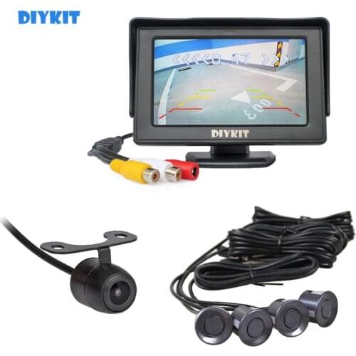 DIYKIT Video Parking Radar 4.3 Inch Rear View Car Monitor + Rear View Car Camera + 4 Sensors Parking Assistance