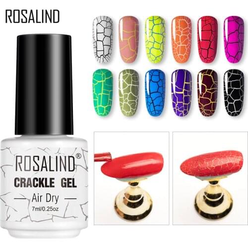 ROSALIND Crackle Gel Nail Polish Extension Base of Nail Gel Varnish Hybrid Manicure Set for UV Led Semi permanent Base Top Coat