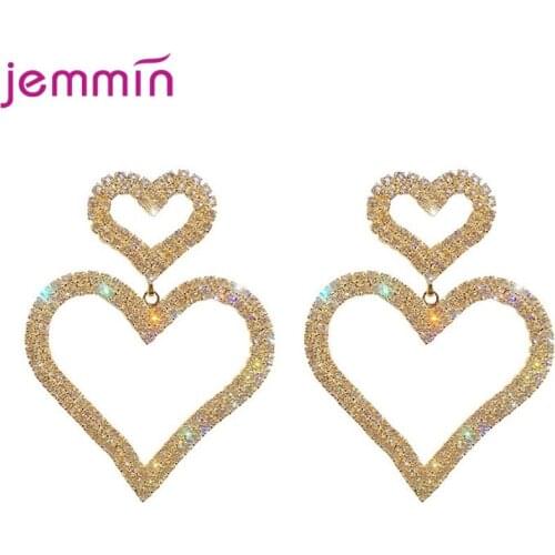 Korean Earrings 925 Sterling Silver Heart Bling Zircon Stone Stud Earrings For Women Fashion Jewelry Popular Ins