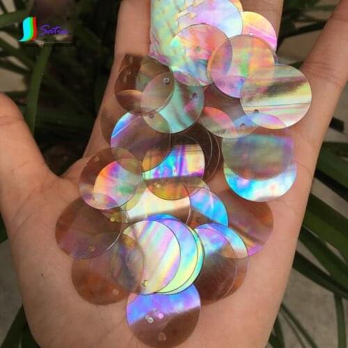 Holographic Laser Translucent Light Coffee Round Sequin Diy Clothes Sequin Curtain Chain Decorate Patch Knitting Sequin S0278H