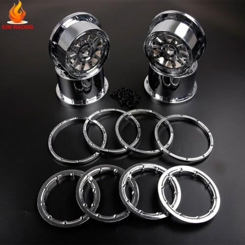 Chrome Wheel Hubs with Ring Set for 1/5 Hpi Rofun Rovan Kingmotor Mcd Gtb Racing Baja 5b Ss Truck Rc Car Toys Parts