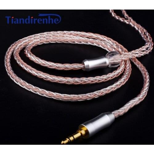 3.5mm 8 Core DIY MMCX Cable Custom Oxygen Free Copper Silver Plated for Shure SE215 SE535 SE846 Headset Line for iPhone xiaomi