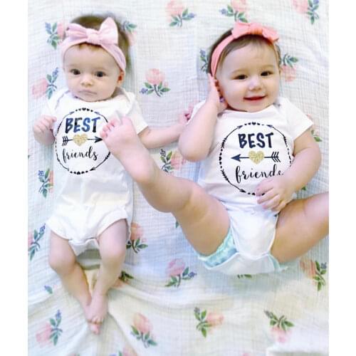 Baby Girl Best Friends Matching Baby Bodysuits Best Friends Forever Shirts Matching Twins BFF Summer Short Sleeve Bodysuits