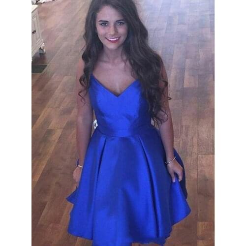 Royal Blue Short Homecoming Dreses With Spaghetti Sxey Backless Back Bow Mini Party Dresses Custom Made