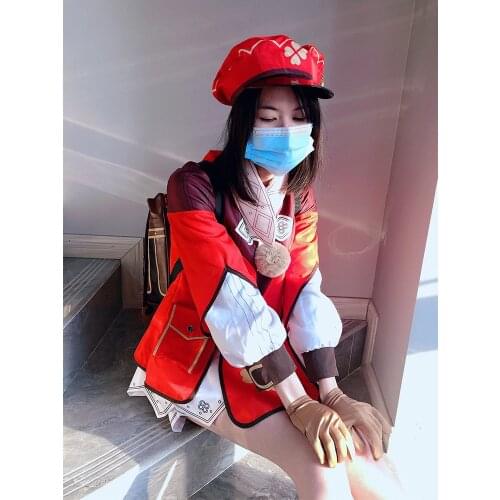 KLEE Cosplay Dress Game Genshin Costume Impact Clothes Anime Kawaii Hat Gloves Shorts Scarf Backpack Accessories Set Project Cos