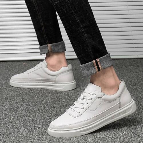 Genuine Leather Shoes Mens lace up oxfords Sneakers Knit Collar Mens Casual Shoes fashion Men Leather Shoes Zapatillas De Mujer