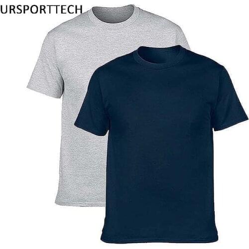 Buy One Get One 100% Cotton Men T-shirts Classical O-neck Short Sleeve Shirt Solid Color Loose Basic Tshirt Casual Mens T shirt
