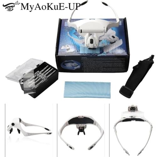 5 Lens Loupe Adjustable Magnifying Glass With LED Light 1.0X 1.5X 2.0X 2.5X 3.5X for eyelashes extension Magnifier With Lamp