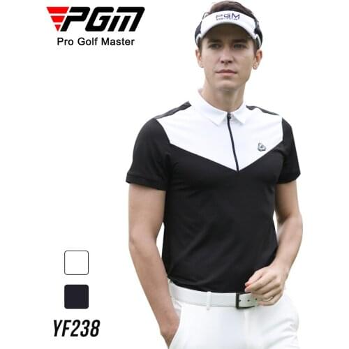 PGM 2020 Summer golf clothing Men Quick Dry zip Collar Golf T-shirt breathable short-sleeved sports shirt mens Sportswear