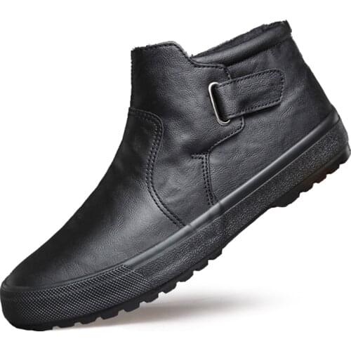 Mens High-top Korean Version Trend Of Wild And Cashmere Warm Cotton Shoes Mens Short Boots