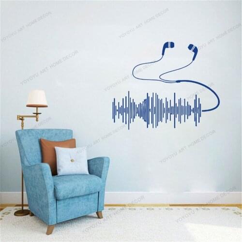 Headphones Music Sound Vinyl Removable Wall Decal Stickers Decorative Pattern Home Decor Living Room Art Mural CX1683