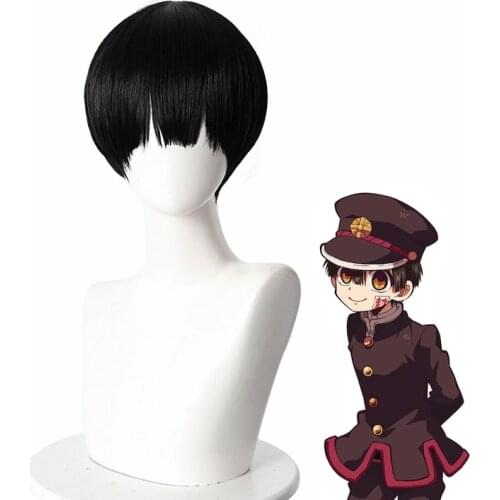 Jibaku Shounen Hanako kun Yugi Amane Black Short Wig Cosplay Costume Toilet-bound Hanako-kun Heat Resistant Synthetic Hair Wigs