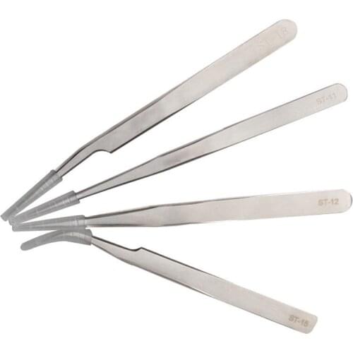 4pcs/set High Quality Stainless Steel Eyelash Extension Tweezers 4 Antistatic False Eye Lashes Makeup Tweezer