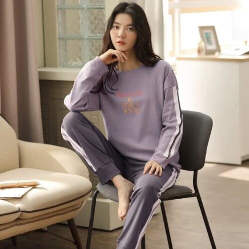 5XL Pajama Set Women Long Sleeve Top Cartoon Long Pants Pajamas Set Soft Sleepwear Female Pyjama Set Autumn Spring Home Wear