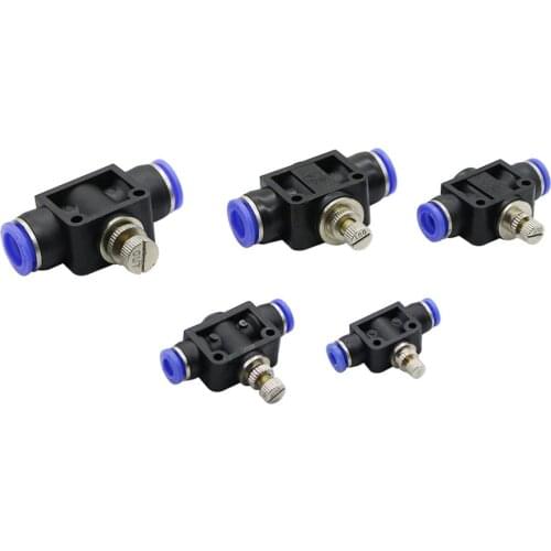 Pneumatic Airflow Regulator 4mm 6mm 8mm 10mm 12mm OD Hose Tube Gas Flow Adjust Valve Air Speed Control Valve Pneumatic Fitting
