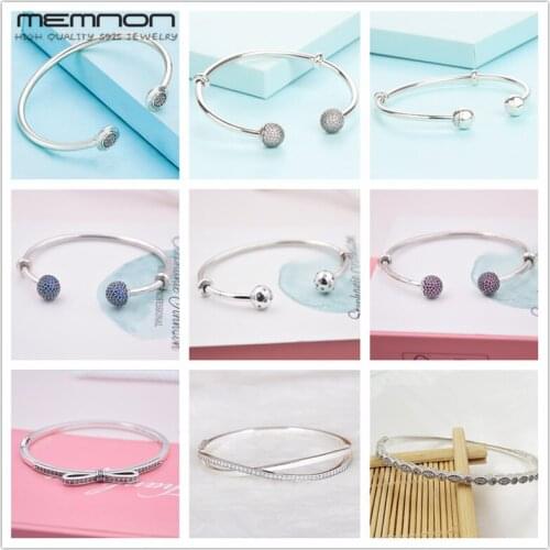 Memnon 925 Sterling Silver many kinds of open bracelets For women with ball clip fit Charms bead bangles DIY fine jewelry YSZ031