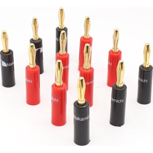 12pcs/lot Speaker Banana Plugs 24K Gold plated Adapter Connector Socket Audio Jack Screw plastic handle
