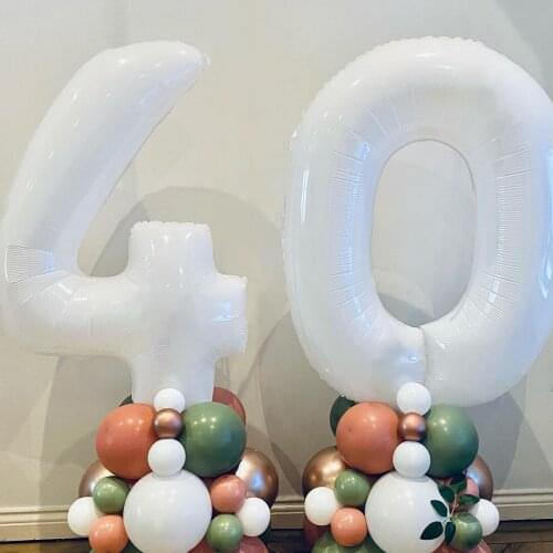 2Pcs 30inch White Foil Balloons Large Birthday Balloon Giant Figure Number Helium Globos for Baby Shower Anniversary Party Decor