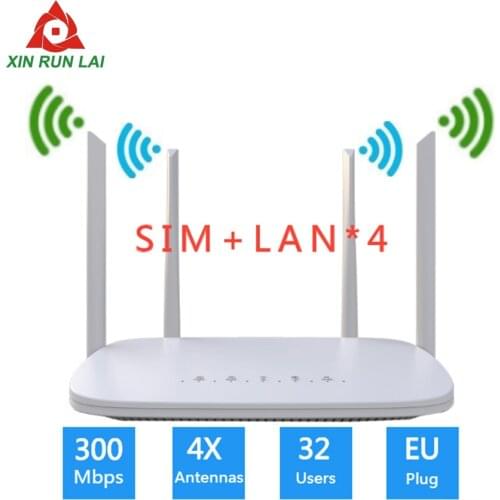 3G 4G LTE Wfi Router Hotspot Sim Card Modem RJ45 WAN LAN External Antennas GSM High Speed 300Mbps 32 Wifi Users RJ45 WAN LAN