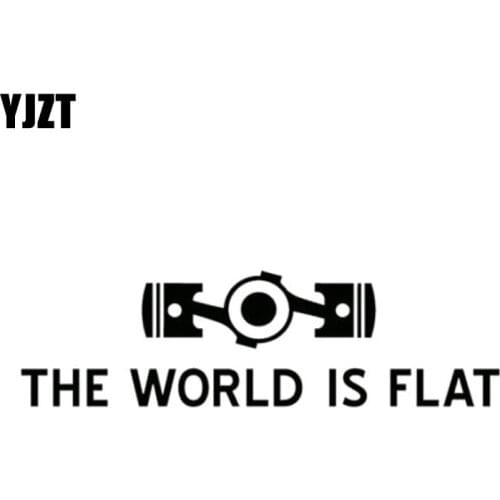 YJZT 15X4.4CM THE WORLD IS FLAT Vinyl Motorcycle Accessories Car Sticker Decals Black/Silver S8-0134